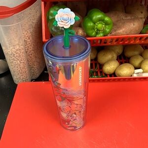 Starbucks Blue and Orange Floral Tumbler